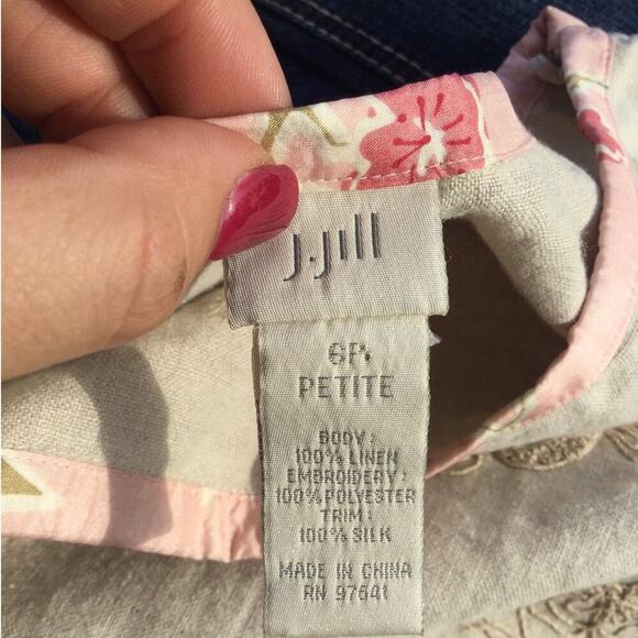 J.Jill linen skirt womens 6P 6 fairy goblincore beige ruffle gypsy asymmetrical - Picture 5 of 12